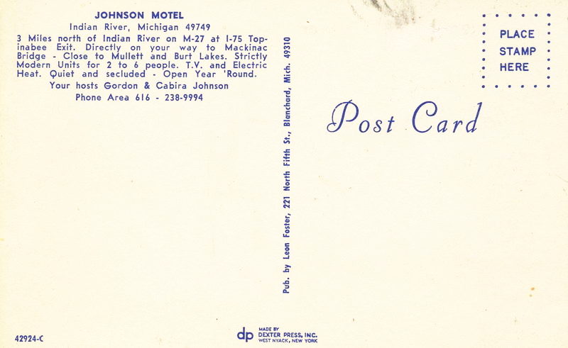 Inland Lakes Motel (Johnson Motel) - Vintage Postcard (newer photo)